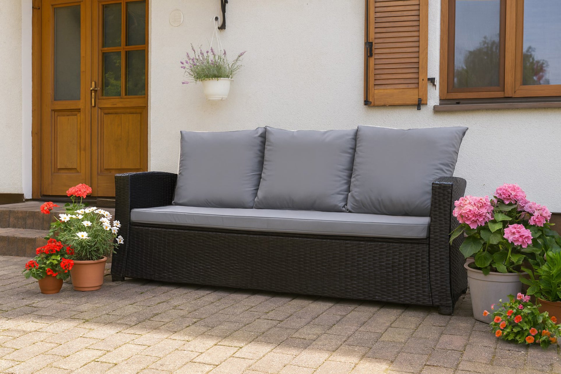 Poduszka ogrodowa na sofę rattanową 110x50x50cm poduszka na meble rattanowe jasna szara, poduszka na balkon taras, poduszki na meble ogrodowe - 4