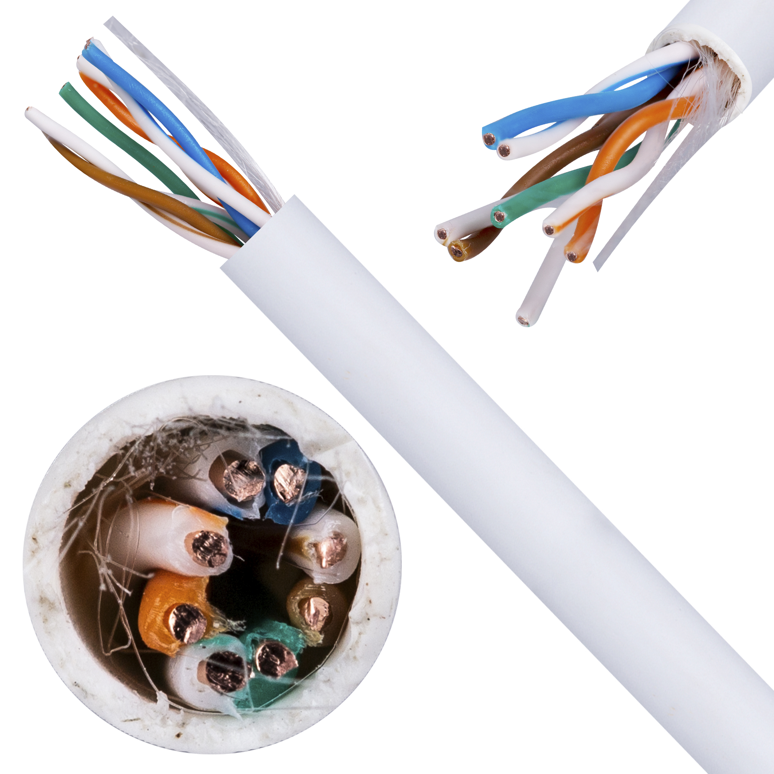 Kabel sieciowy U/UTP kat.5e skrętka 4x2x0,47mm wewnętrzny Eca PVC biały DOMNET 305m