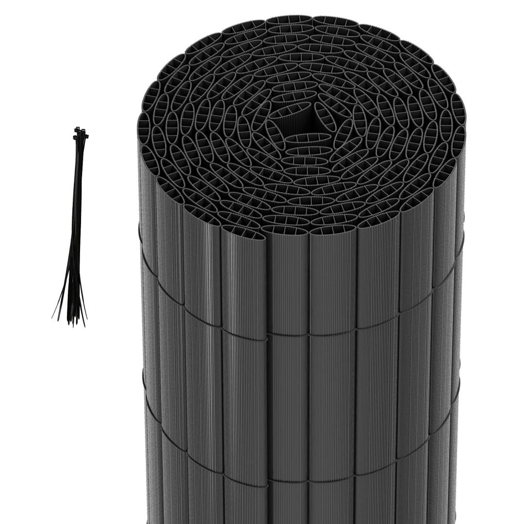 Solidna mata PVC – Zewnętrzna osłona prywatności do ogrodu, tarasu i ogrodzenia Szary 90 x 300cm