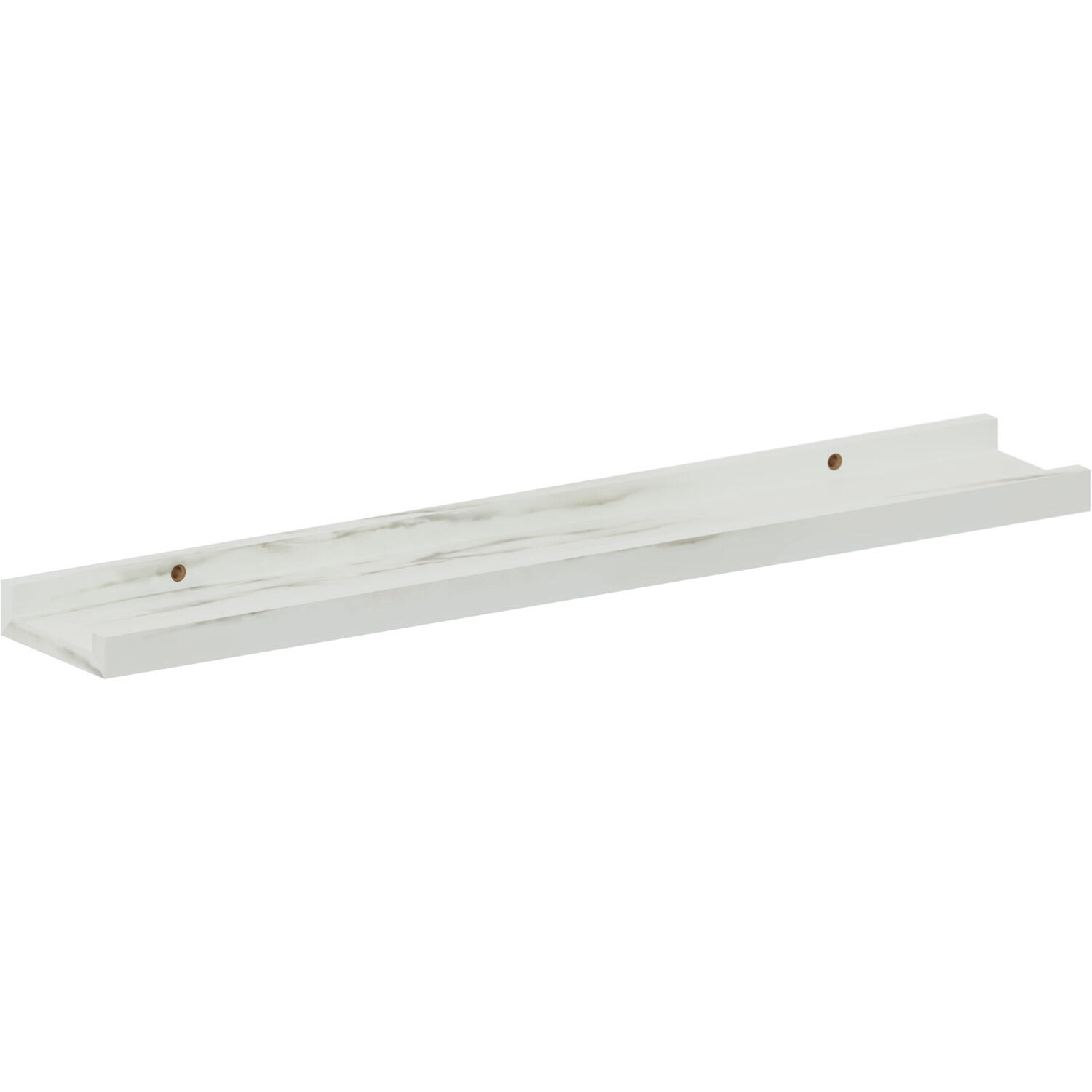 SPACEO - Półka na zdjęcia - Drewno - Biały - Efekt marmuru - Dł. 60 x Wys. 3 x Gł. 10 cm - Półka ścienna - Półka na ramki