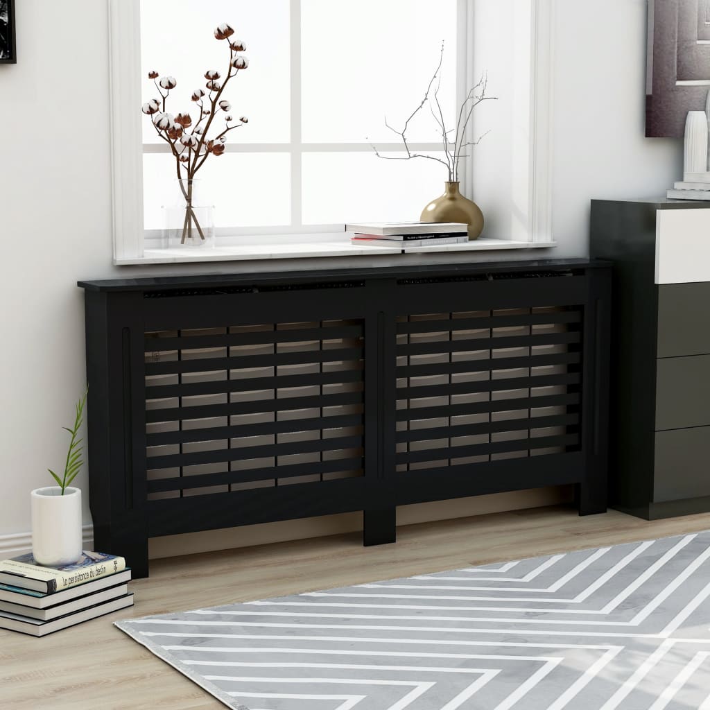 Cubre radiador negro 172x19x81,5 cm mdf