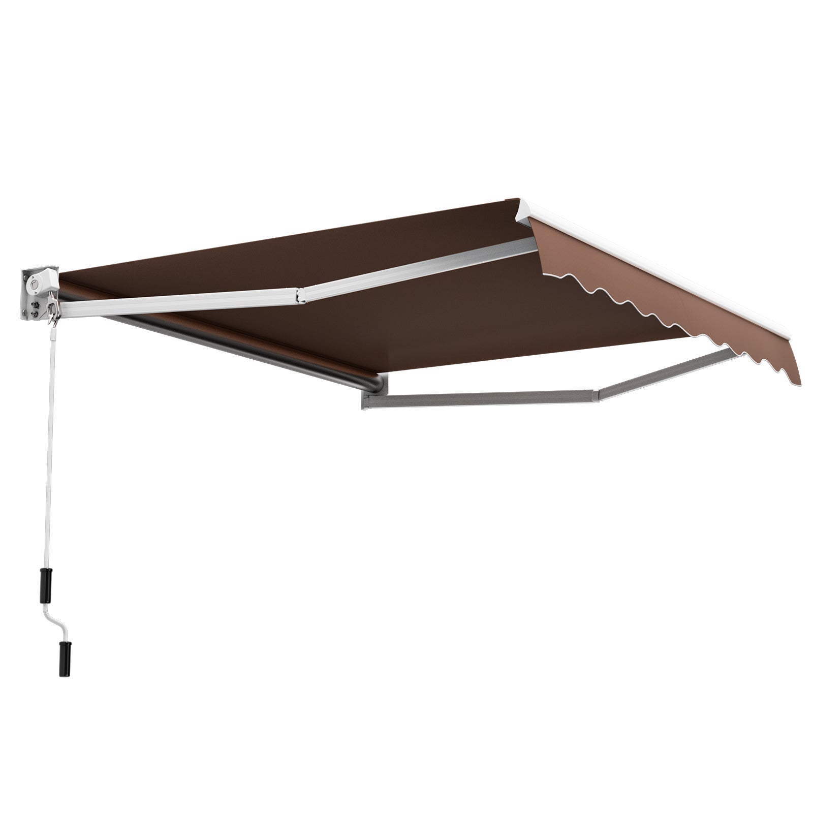 Copertină retractabilă manuală 245x200 cm, unghi reglabil 40°-100°, fără găurire, maro