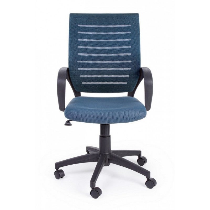 Chaise de bureau bleue avec roues et accoudoirs - 2
