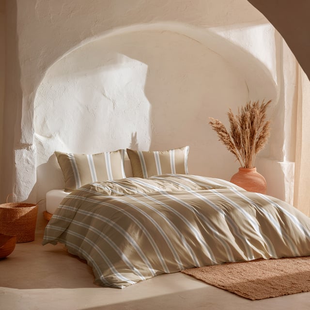 Housse de couette 100% coton 240x220 cm + 2(50x85) cm taupe - Evora