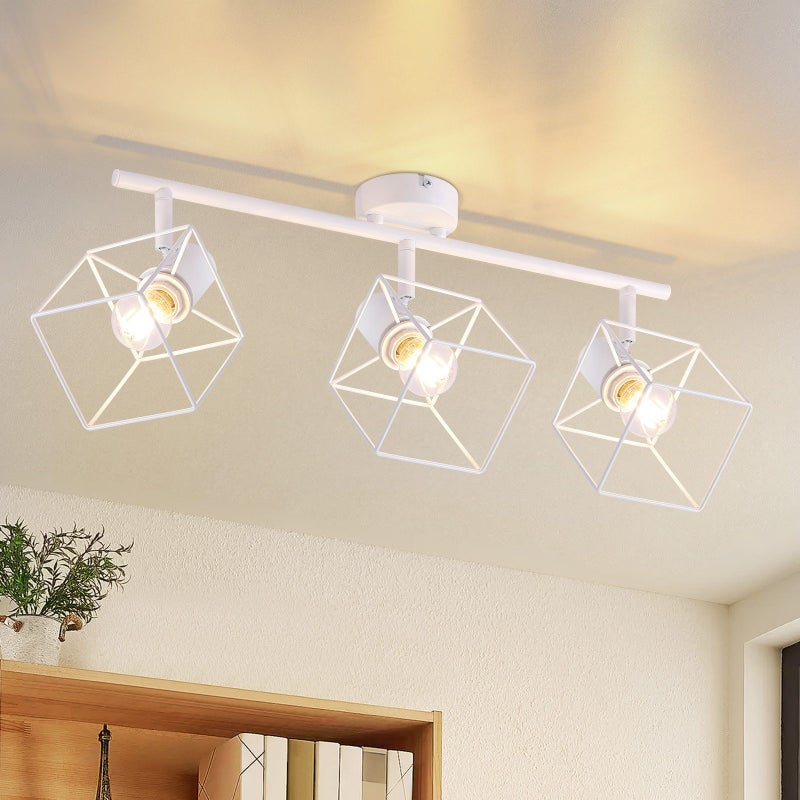 NETTLIFE Czarny Reflektorowa sufitowy E14 350° regulowana lampa sufitowa w stylu vintage, metalowa, regulowana, salon, bez żarówki