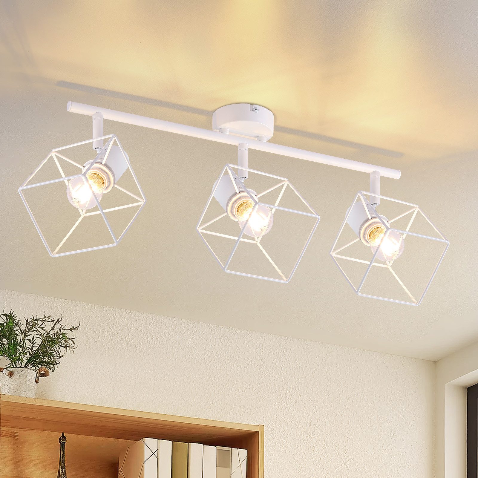 NETTLIFE Czarny Reflektorowa sufitowy E14 350° regulowana lampa sufitowa w stylu vintage, metalowa, regulowana, salon, bez żarówki