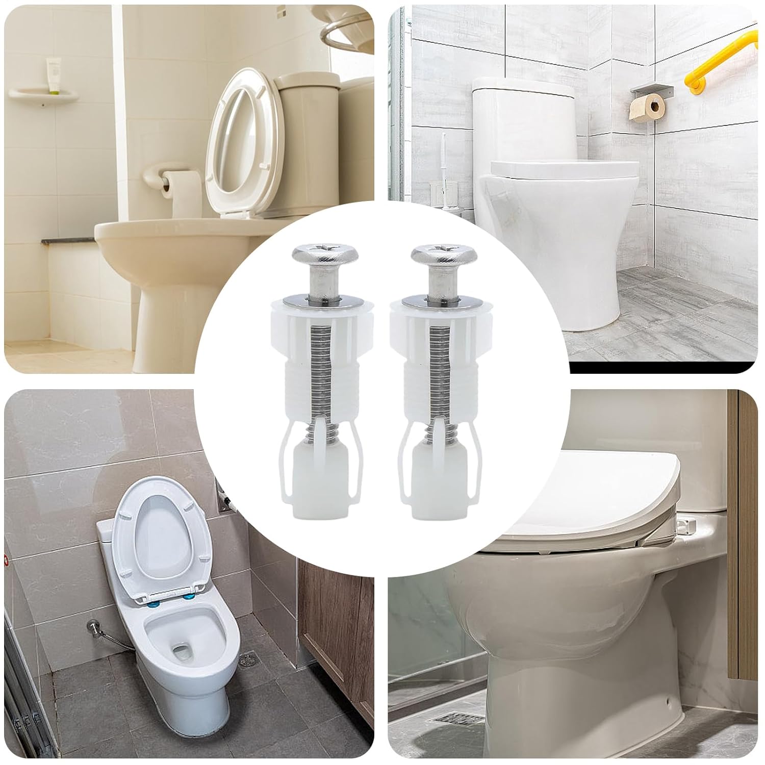 2 Pièces Fixation Abattant WC,Fixation Cuvette WC,Fixation Abattant WC Universel,pour Siège de Toilette,Matériau en Nylon - 5