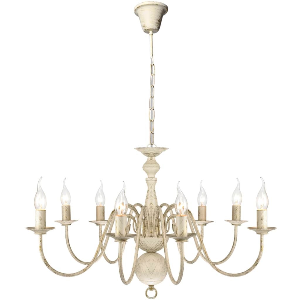 Lustre en métal blanc antique 8 x E14 ampoules - 7