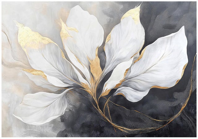 Fototapeta Kwiaty Lilie Beton Glamour Złoto 400x280 cm Tapeta Do Sypialni Salonu Kuchni Na Flizelinie