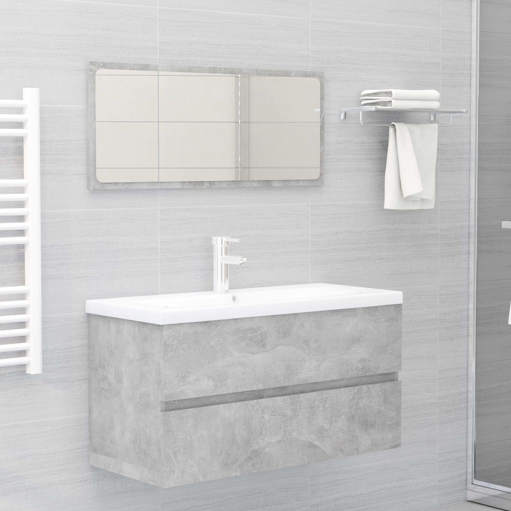 Maison Exclusive - Mobile Lavabo Grigio Cemento 90x38,5x45 cm in Legno Multistrato - 8