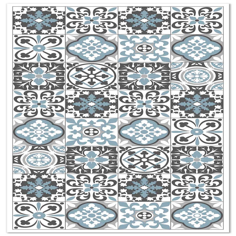 Tapis Vinyle Carreaux Ciment Tolédo Gris – 80x150 Cm – Imperméable, Antidérapant, Facile à Nettoyer – Pour Intérieur/extérieur