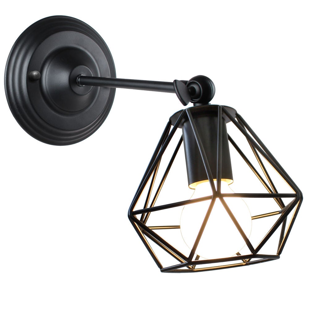 Cage Abat-jour Vintage Industrielle - Support Ampoule DIY En Fil Métallique, Design Ferme, Taille 20x14.5x9cm