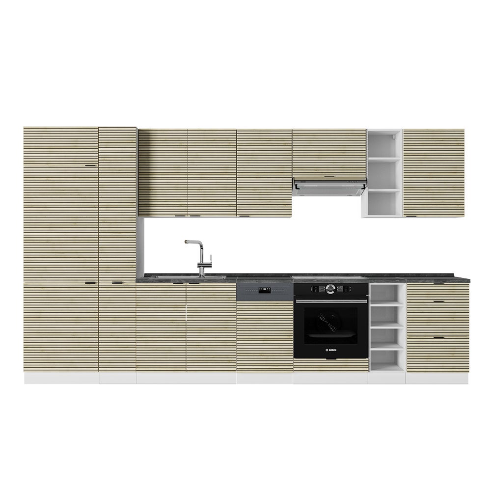Vicco Aneks kuchenny Fame-Line, Panel dębowy/biały, 355 cm , BP Antracyt
