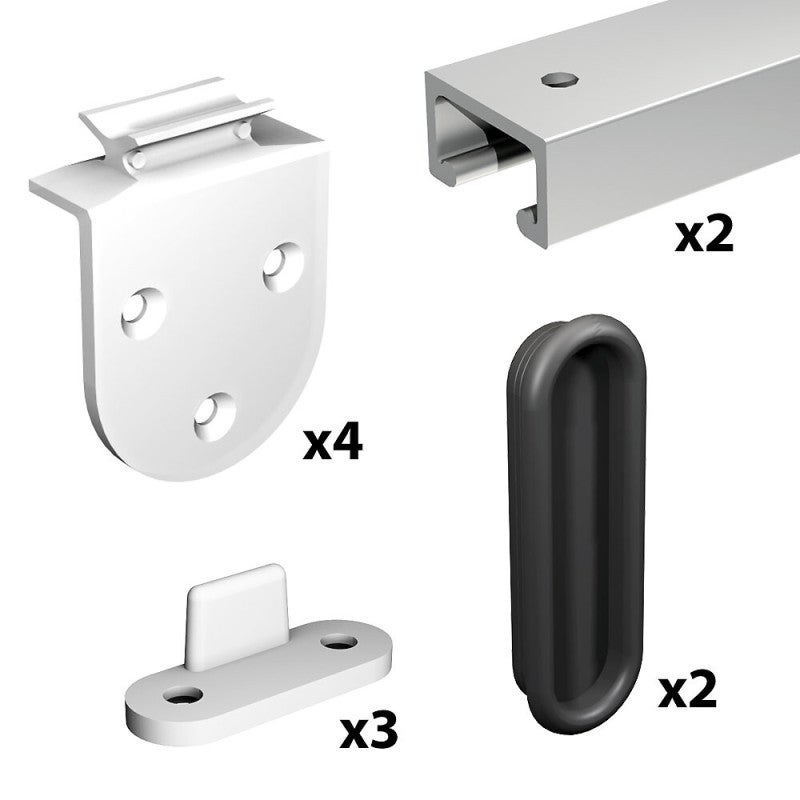 Système coulissant SLID'UP 1900 pour 2 portes de placard - rail 1,5 m aluminium - 6 kg - 2