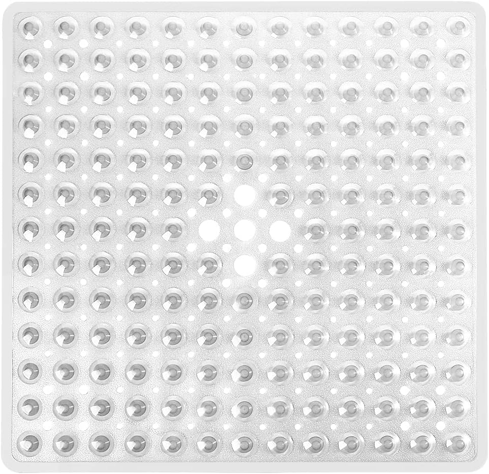 Kwadratowa antypoślizgowa mata łazienkowa z przyssawkami – trwała i stylowa – antypoślizgowa mata prysznicowa – nowoczesny design – (PRZEŹROCZYSTA)