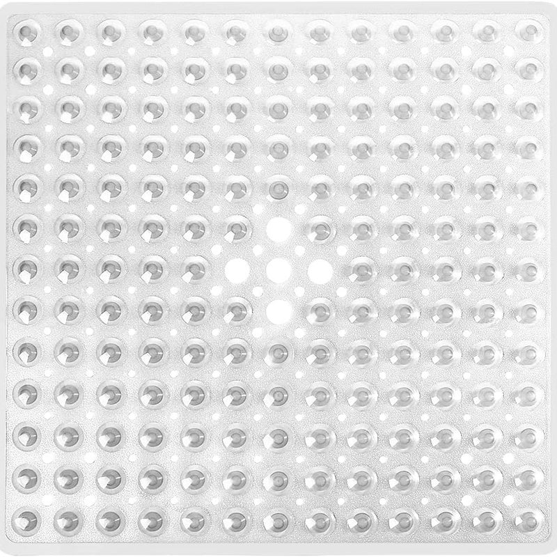 Mata łazienkowa kwadratowa antypoślizgowa z przyssawkami – Mata prysznicowa antypoślizgowa – (Przezroczysta biel)