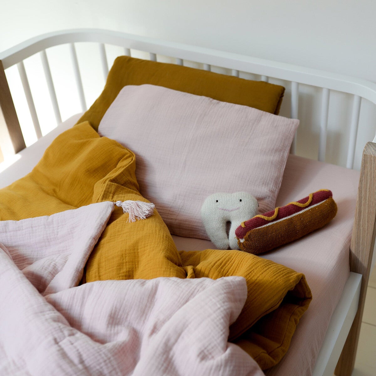 Drap-housse bébé gaze de coton uni, Kumla - Blanc - 70 x 140 cm - 6