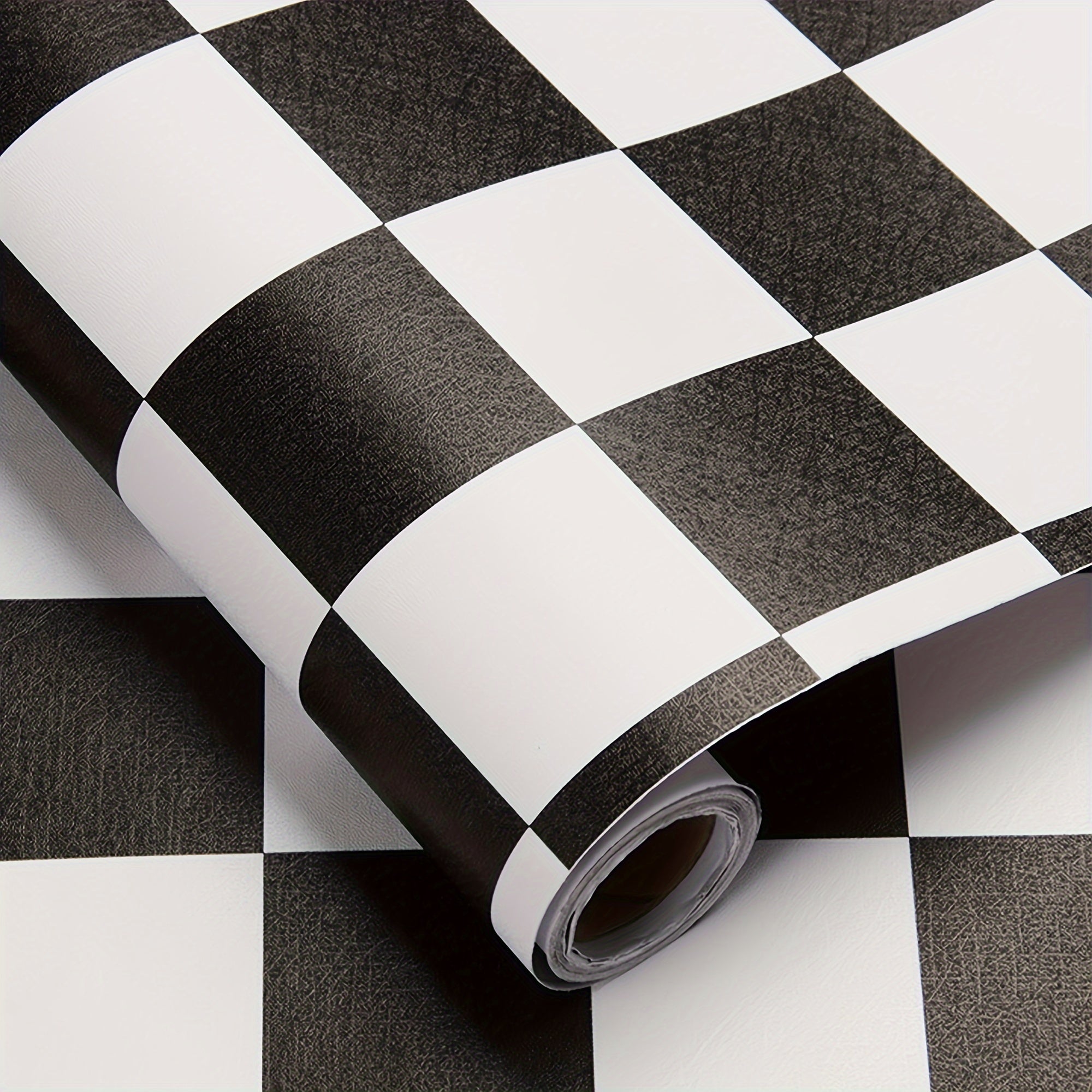 1 rouleau de papier peint à carreaux noir et blanc, décoller et coller — free download