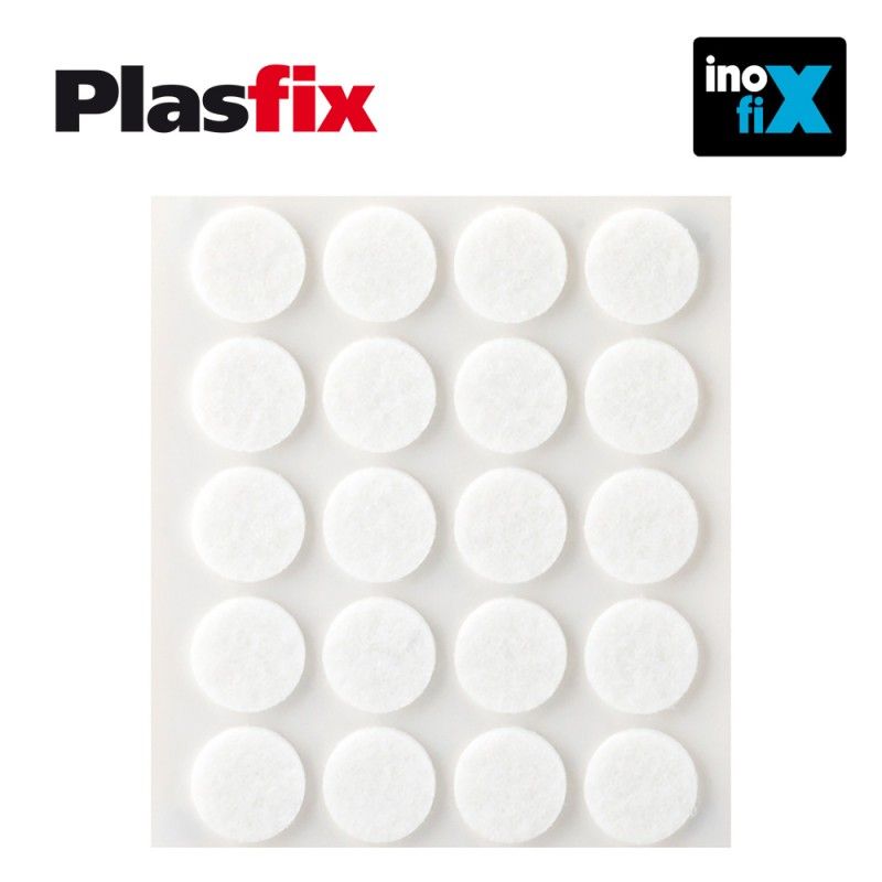 PACK 20 FELTROS ADESIVOS SINTETICOS BRANCOS, Ø17mm PLASFIX INOFIX - 3
