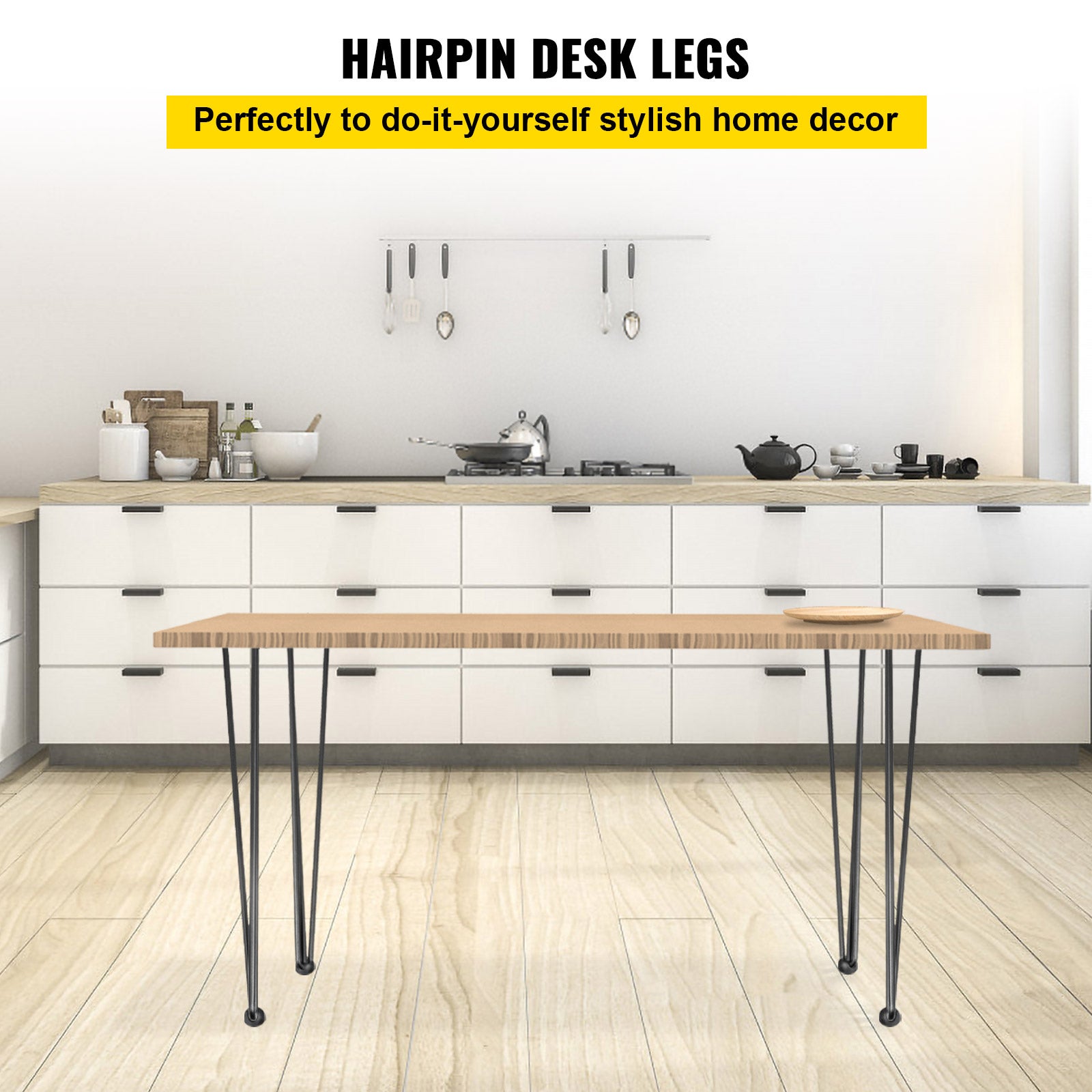 Pieds de Table Épingle 4Pcs VEVOR Acier Noir 20 Pouces 3 Tiges Robustes, Pieds de Meubles Épingle pour Table Bureau DIY Salon Cuisine - 2