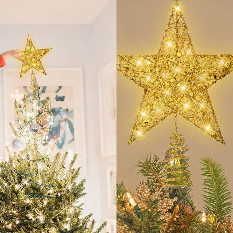 Puntale Proiettore a LED Albero di Natale Forma Stella Bianco 4 Giochi