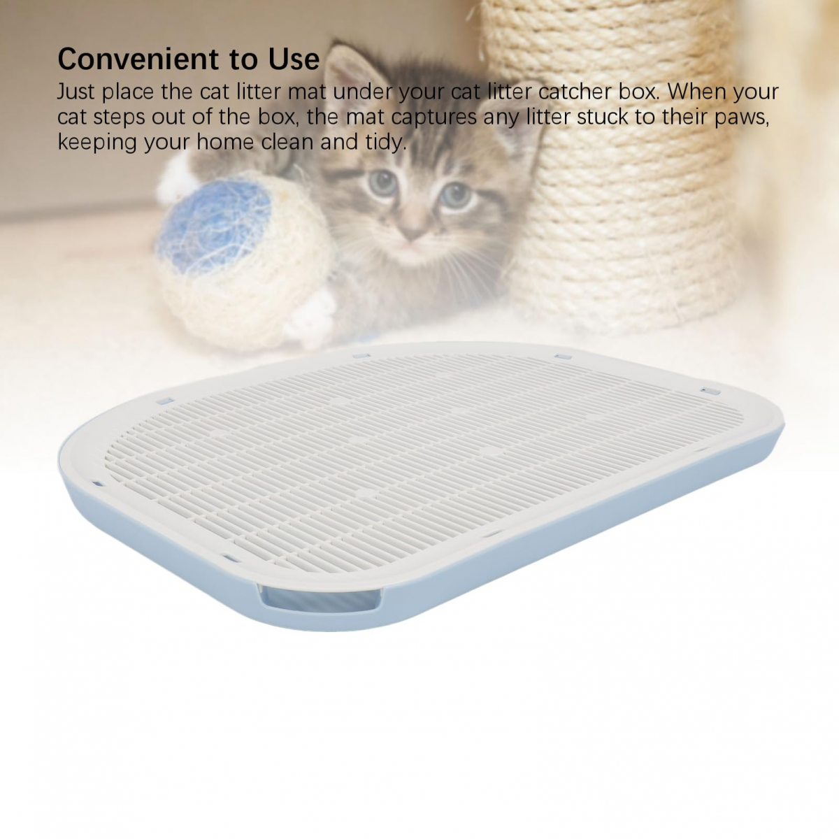 Tapis de litière pour chat imperméable, robuste, antidérapant, résistant aux fuites, facile à nettoyer, tapis de piégeage de litière pour chat p - 5