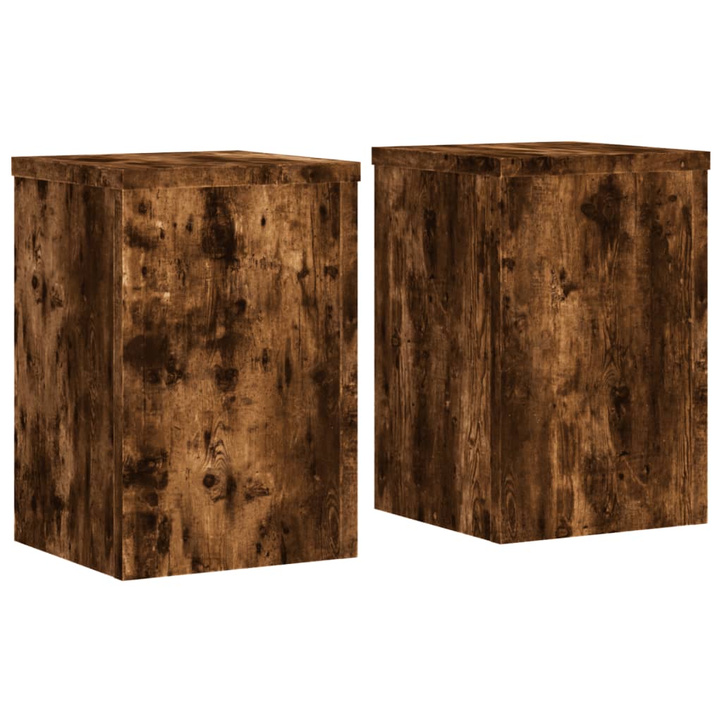Supports pour plantes 2 pièces chêne fumé panneau de bois - 2