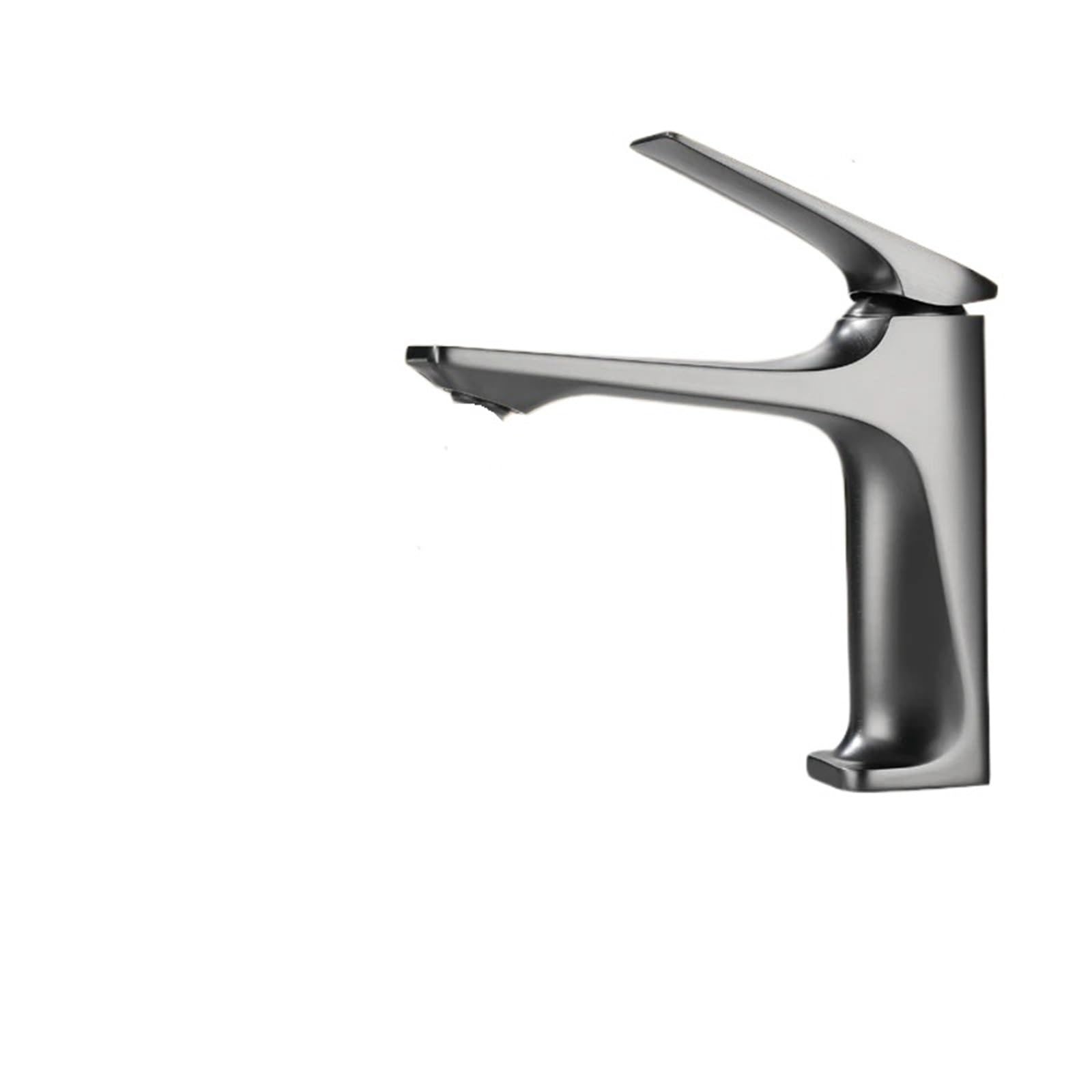 Bateria umywalkowa z mosiądzu montowana na blacie z pojedynczym uchwytem - mieszacz ciepłej i zimnej wody do łazienki (szary)