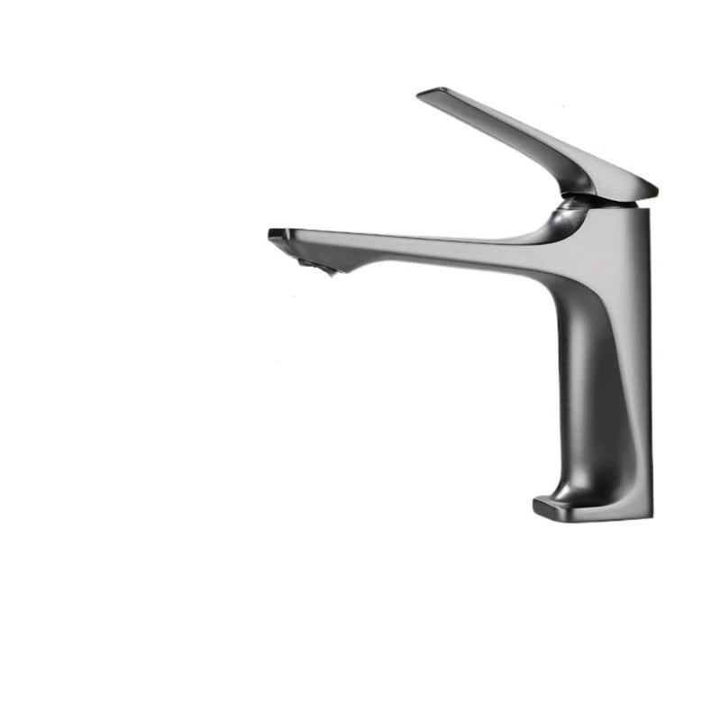 Bateria umywalkowa z mosiądzu montowana na blacie z pojedynczym uchwytem - mieszacz ciepłej i zimnej wody do łazienki (szary)