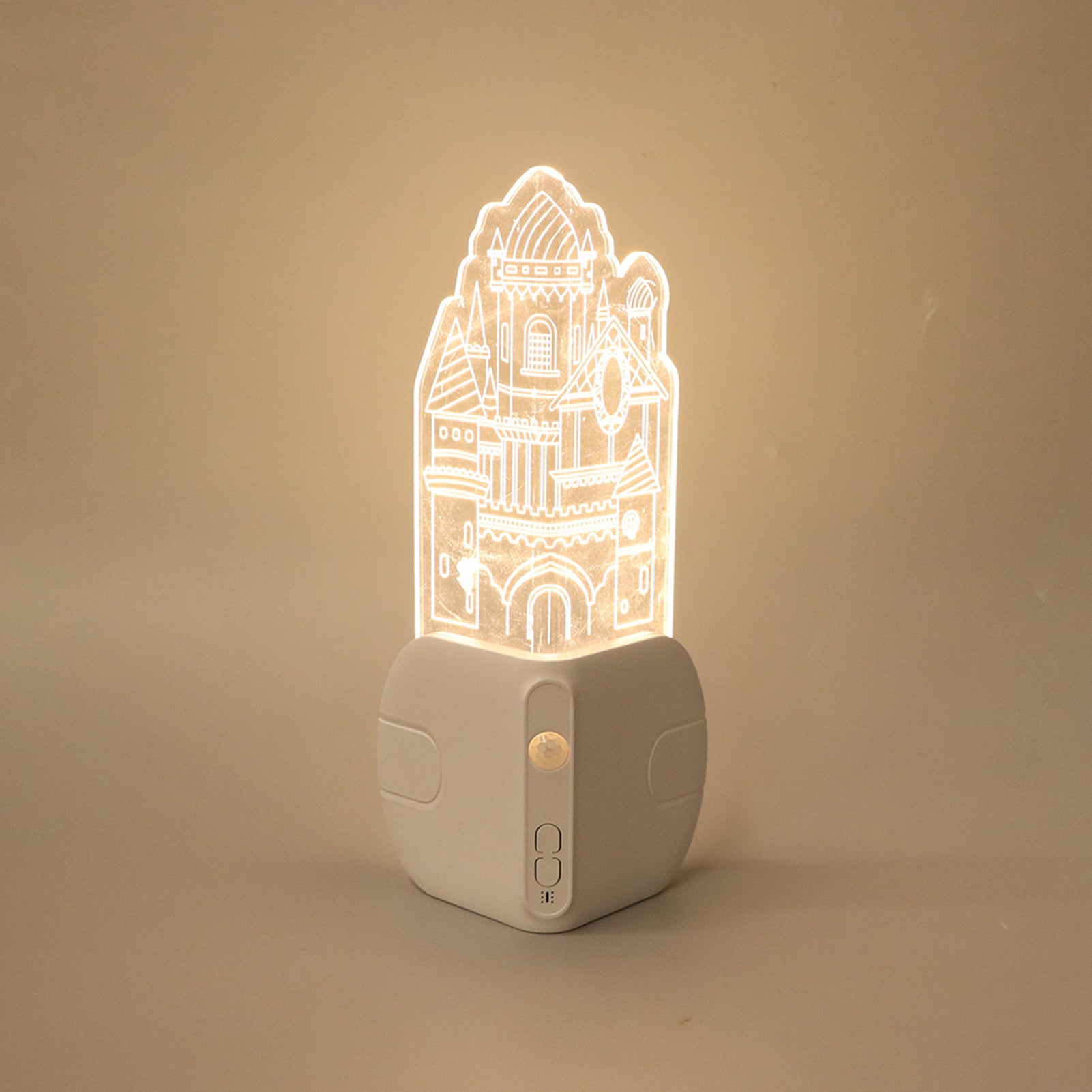 Lampka nocna w kształcie zamku z czujnikiem ruchu, delikatne oświetlenie, ładowanie USB, kątowa lampka ścienna do korytarza, na schody, do sypialni