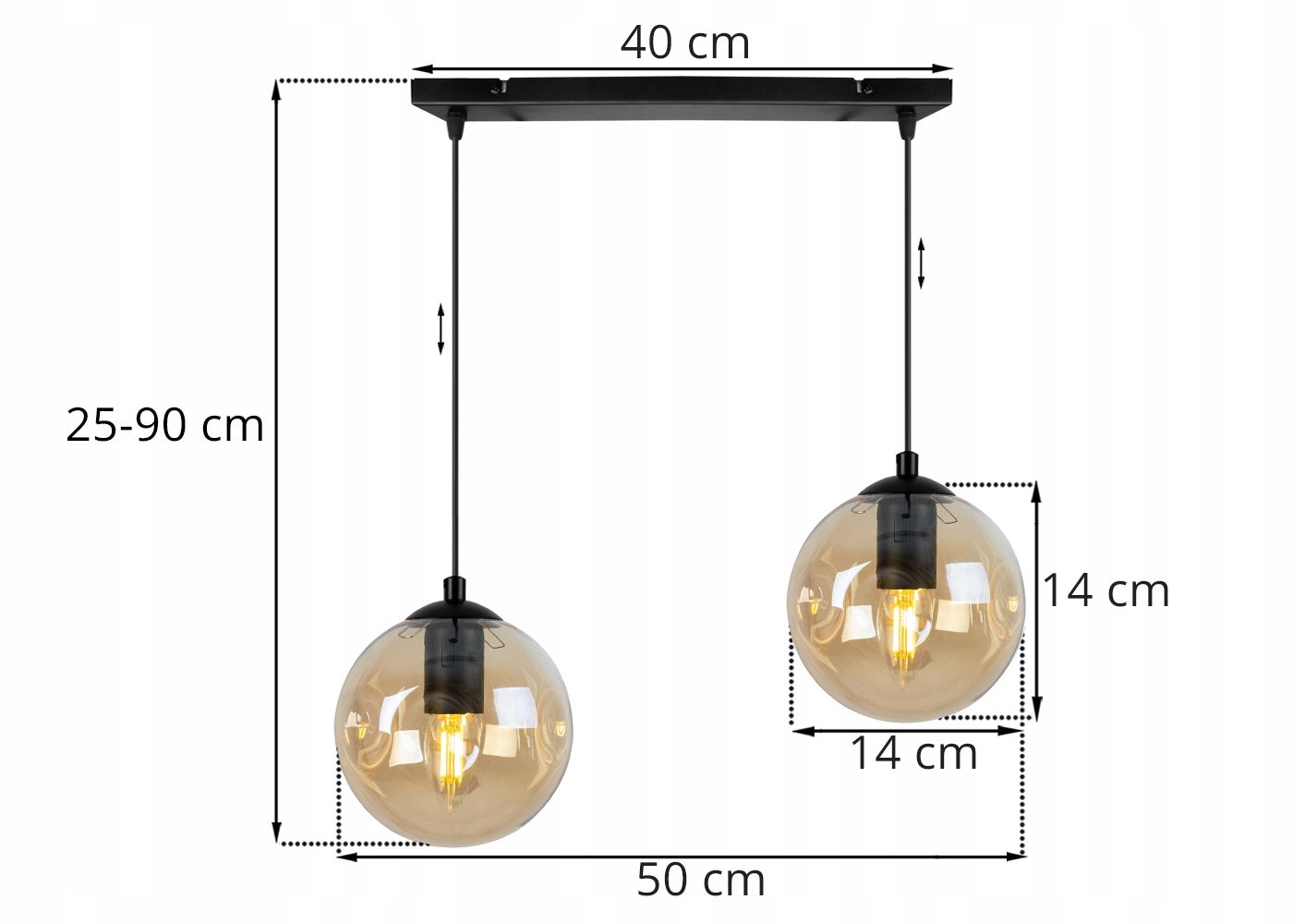 Lampa sufitowa wisząca Monako modern 2xE27 abażur kula miedziana Light Home LH - 7