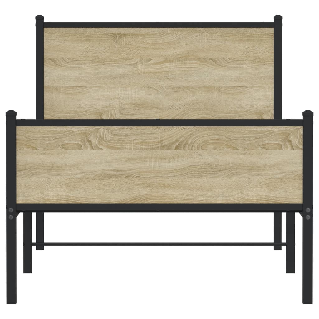 Cadre de lit en métal sans matelas, chêne, pour la chambre, 80 × 200 cm - 5