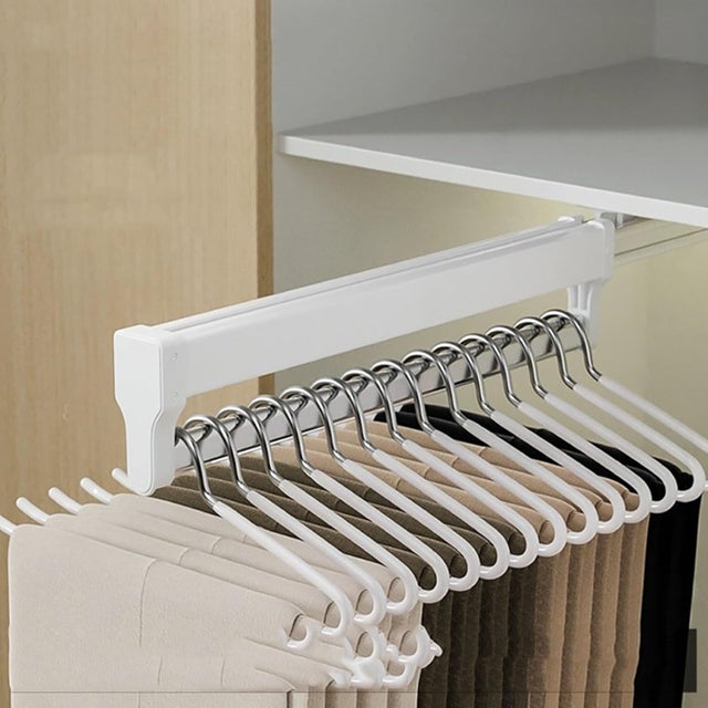 Barra retráctil para armario, 1 pieza, acero laminado en frío, blanca, deslizante, para guardarropa (29,2 cm)