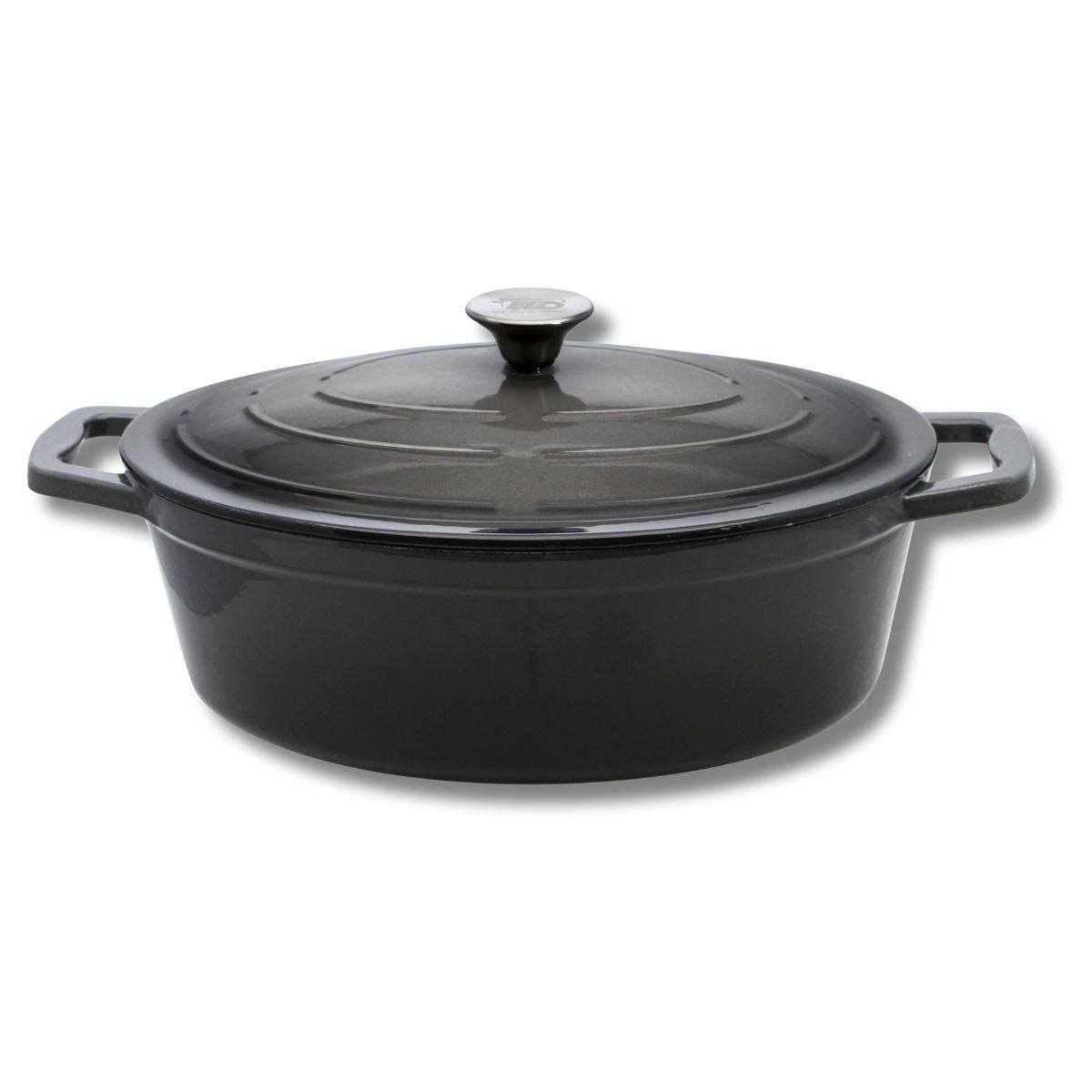 Cocotte en fonte ovale émaillée rouge extérieur et beige intérieur Leclerc - Arts de la table