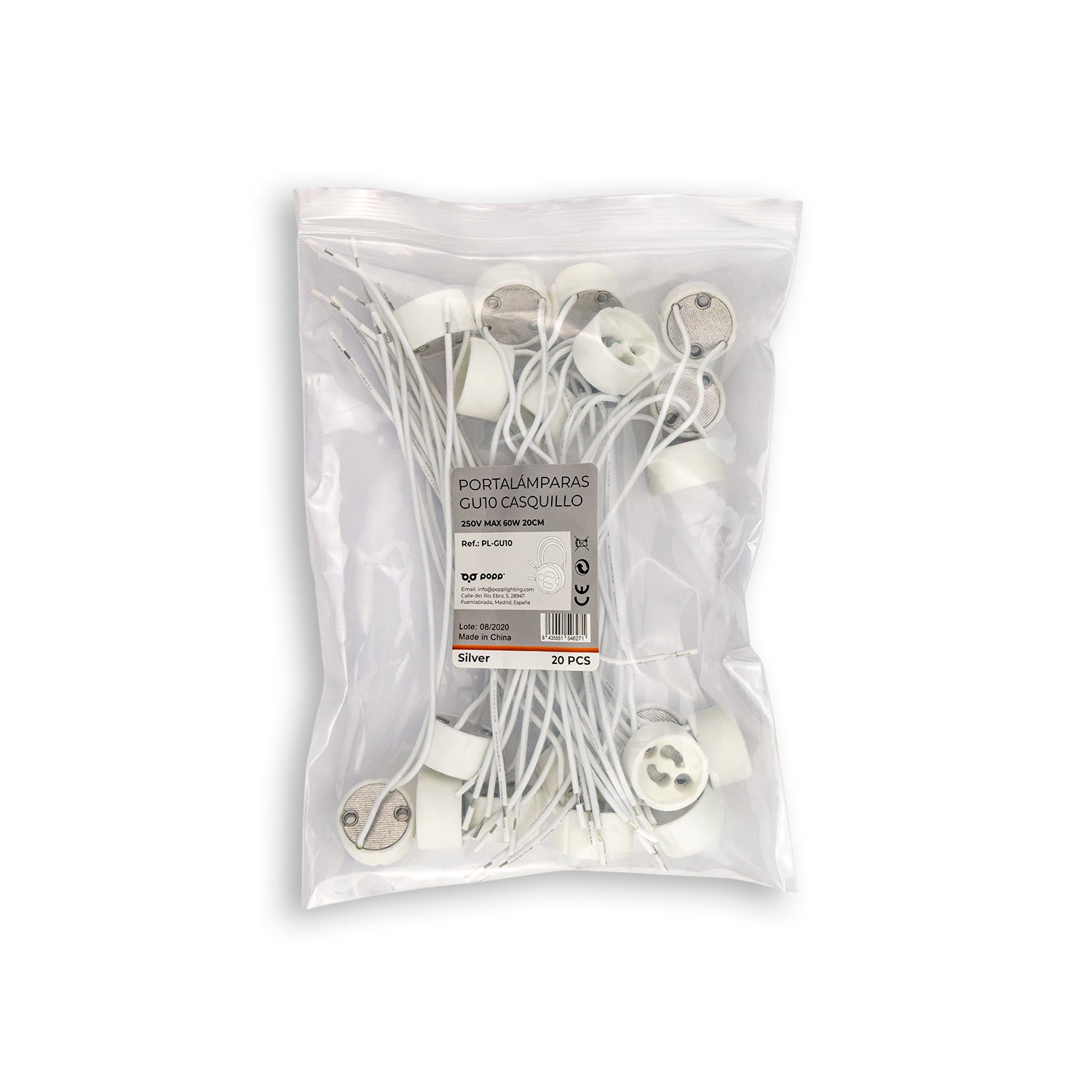 Casquillo cerámico para bombilla LED GU10 Blanco Pack 10 unidades(PL-GU10 X10) - 4