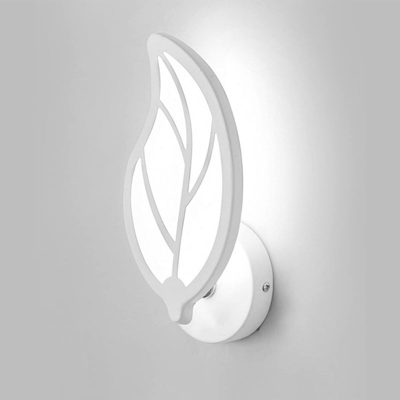 Kinkiet LED Akrylowy Biała Lampa Ścienna Wewnętrzna w Kształcie Liścia Kinkiet Art Deco do Salonu Sypialni na Ścianę Przyłóżkową Światło Białe