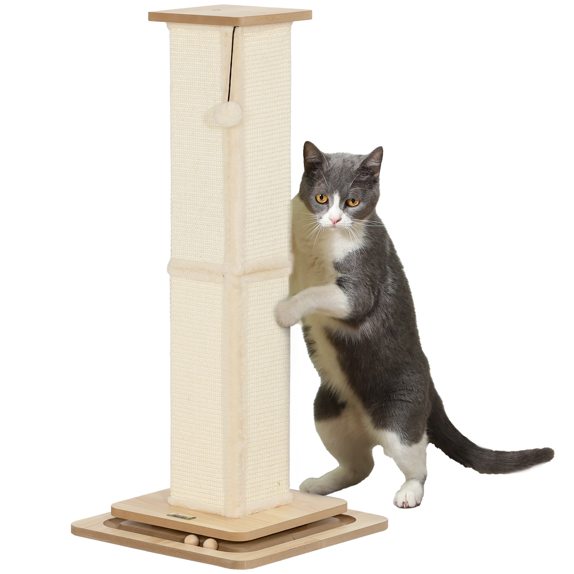 Poteau Griffoir pour Chats 87cm avec Balle Suspendue et Rail Beige et — free download