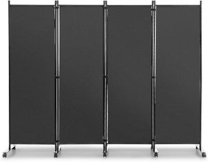 Paravent Sur Roulettes Pliable Eikuavons - 4 Panneaux, 228 X 181 Cm, Beige, Brise-vue Intérieur
