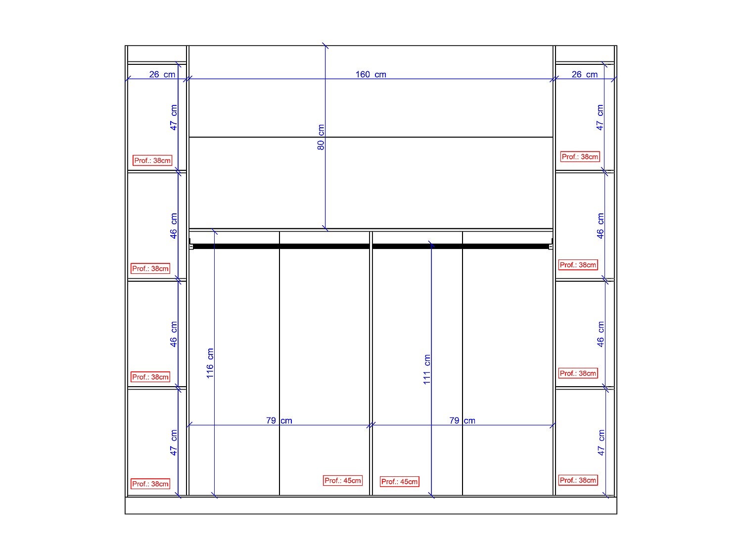 Armadio a ponte L206 cm Bianco - ANTERO - 9