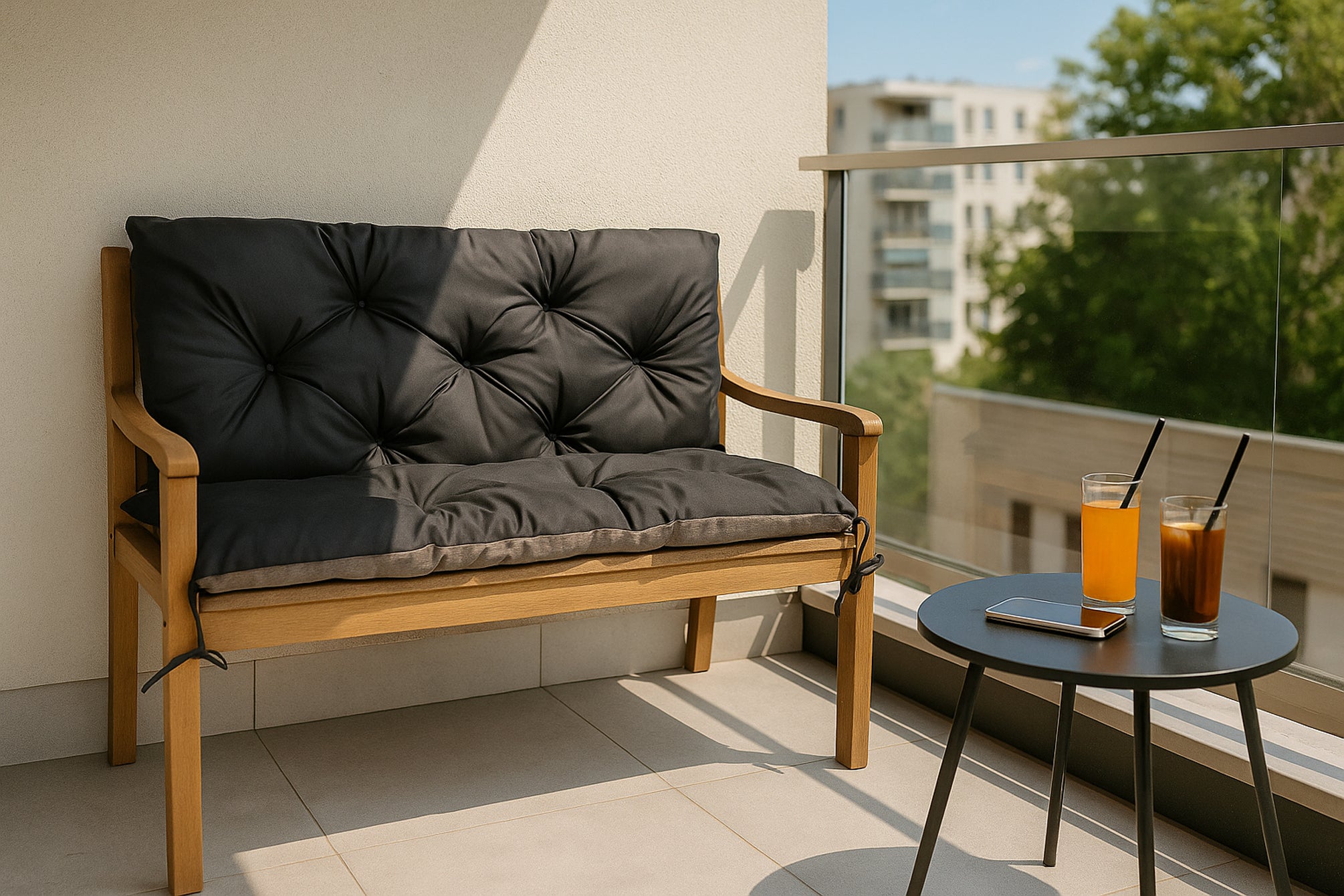 Coussin pour banc de jardin 120x50x40cm, coussin de banc de jardin Noir, coussin de jardin, coussin de banc extérieur, coussin de balançoire - 4