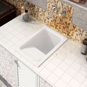 Bac à Laver Extérieur En Résine – 50x35x24 Cm – Blanc