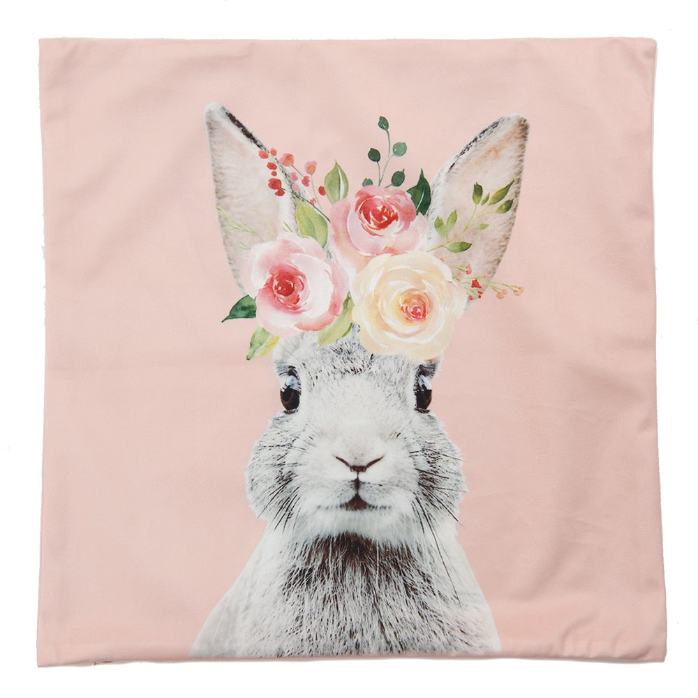 Clayre & Eef Housse de coussin 45x45 cm Rose Blanc Lapin - 2