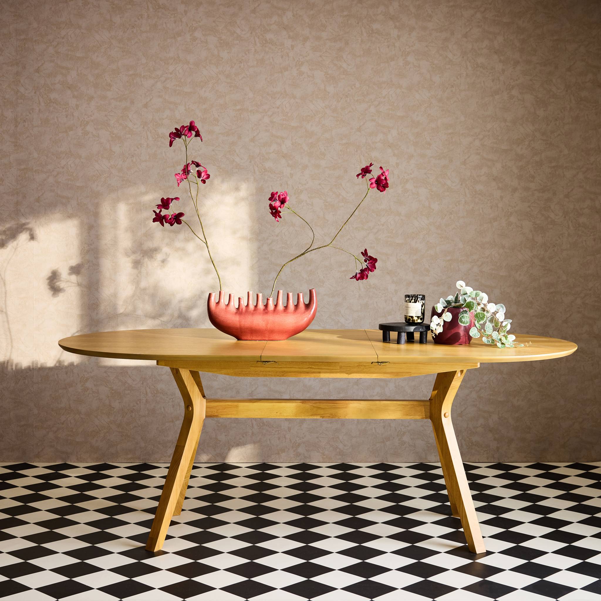Table à manger oblongue extensible. 160-200cm 4-8 personnes MDF et placage chêne. couleur naturelle OLIVIA - 3