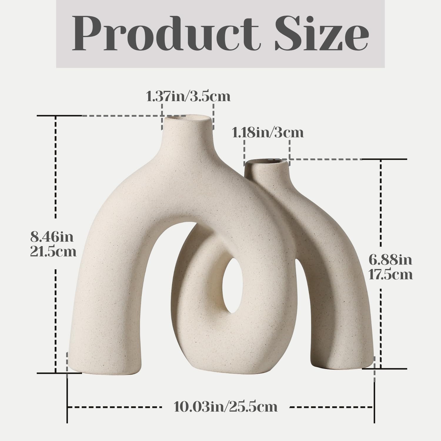 Lot de 2 vases en céramique – Décoration d'intérieur bohème nordique élégante – Le cadeau idéal pour votre salon - 5