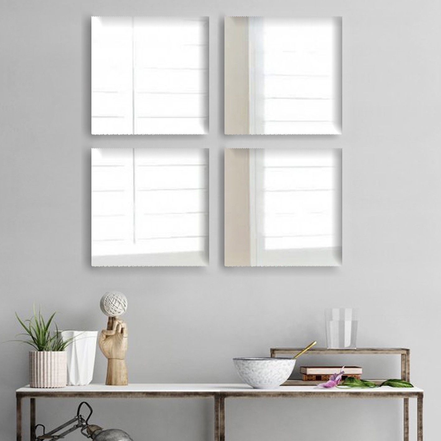 COUXILY Lot De 4 Miroirs Carrés Autocollants - 35 X 35 Cm - En