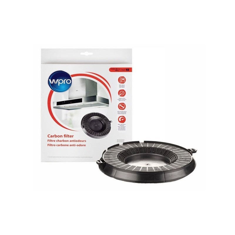 Filtre Charbon Hotte Filtre à Charbon Type 48 AMC037 - 235x30mm - Compatible Whirlpool, Ariston, Hotpoint Charbon Actif Hottes