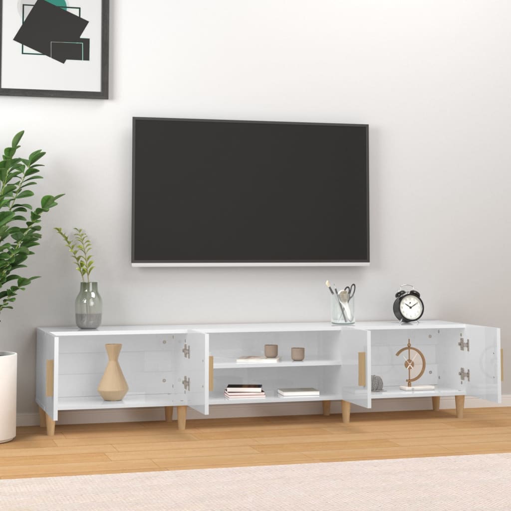 vidaXL Mobile Porta TV Bianco Lucido 180x31,5x40 cm Legno Multistrato - 2