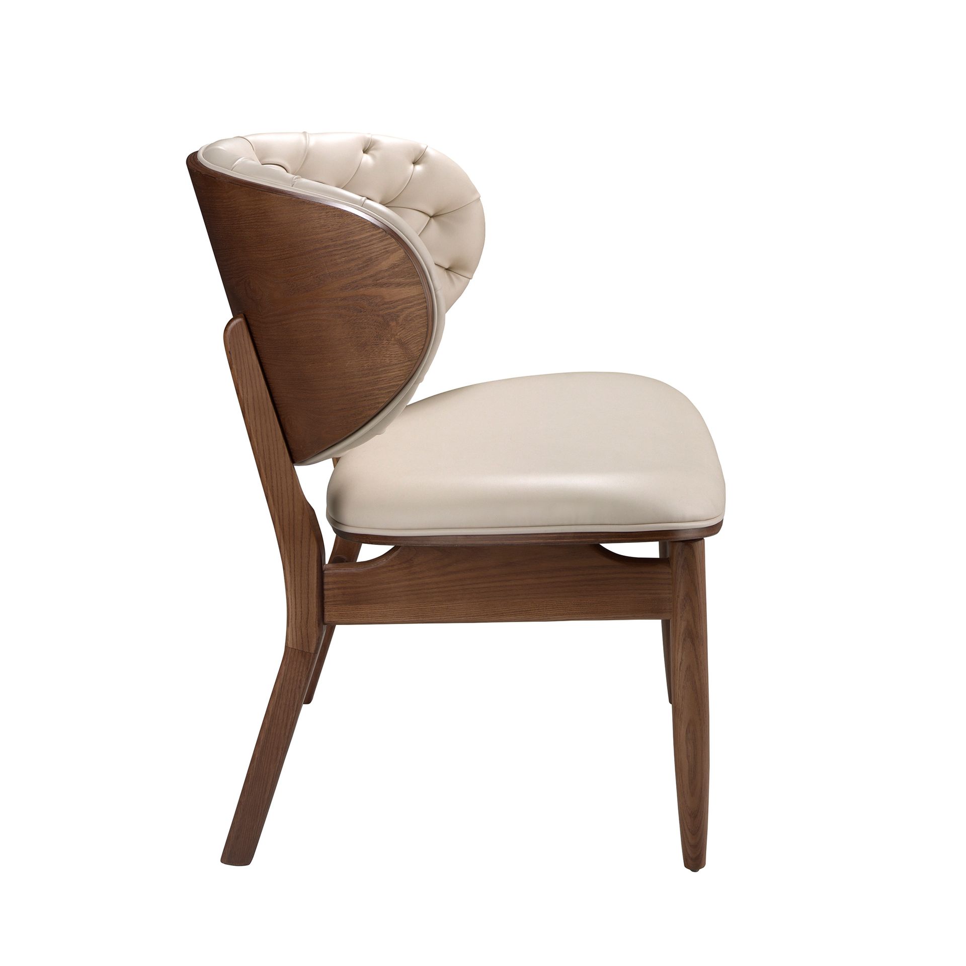 ANGEL CERDA Fauteuil en similicuir sable et noyer - 5