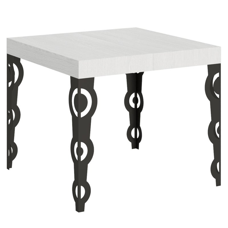 Stół rozkładany Karamay 90x90/246 cm, rama jesion biały, antracyt