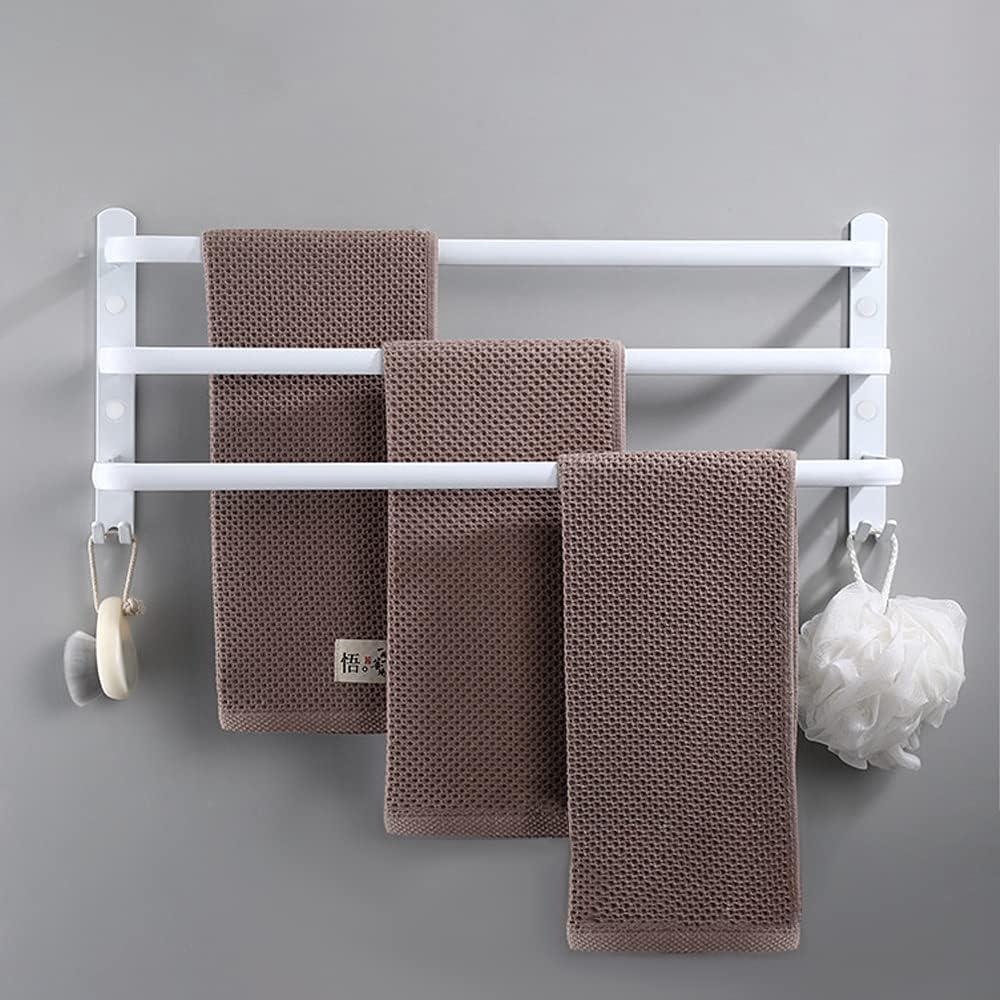 Wieszak na ręczniki ścienny, półka na ręczniki do łazienki z haczykami, aluminiowy wieszak na ręczniki, półka na ręczniki do kuchni, 60 cm